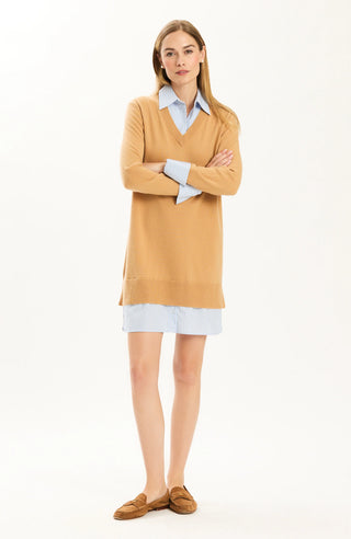 Logan Cashmere Twofer Dress Iced Coffee