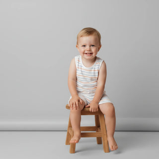 Organic Sleeveless Tee & Shorts Set Cabana Stripes ￼