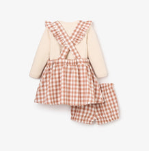 Load image into Gallery viewer, Rust Gingham Pinafore Dress + Bodysuit
