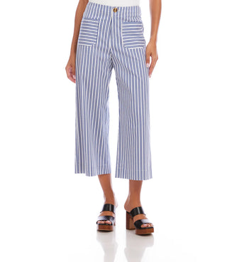 Stripe Cropped Wide Leg Pants Blue With Off White