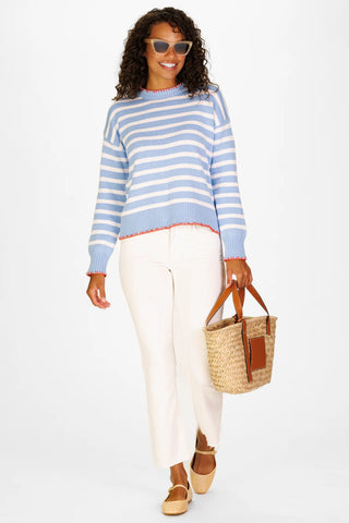 Blanket Red Stitch Sweater Light Blue & White Stripe