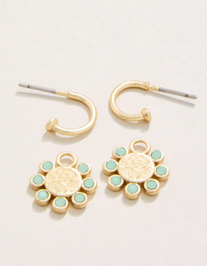 Whirly Drop Hoop Earrings Sea Foam