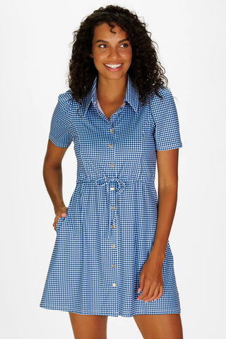London Dress Navy Gingham