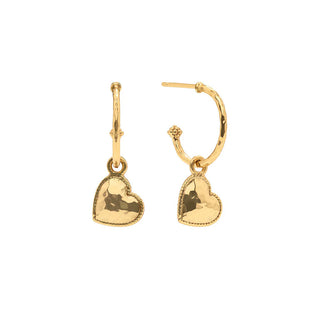 Love Hoop Earrings With Heart Charm Gold