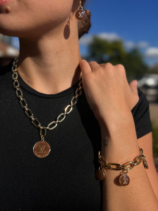 Louis Vuitton Brown Charm Gold Toggle Bracelet