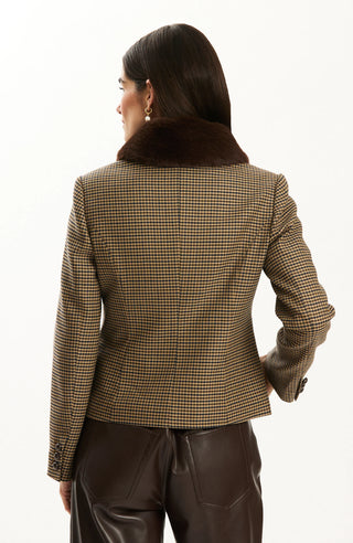 Lucy Mixed Media Jacket Dark Brown