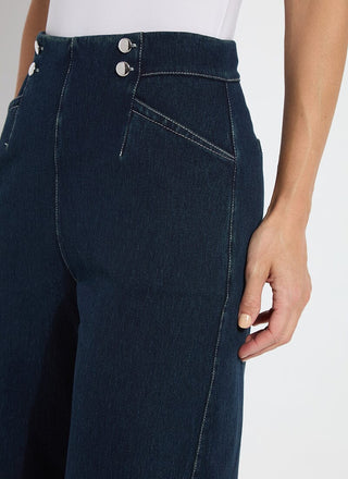 Dion Sailor Crop Palazzo Denim Indigo