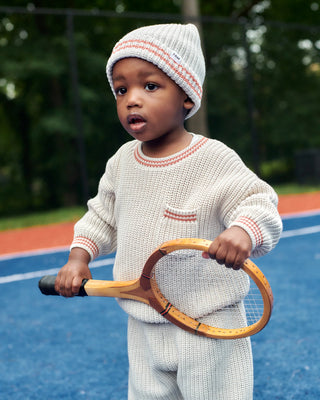 Boxy Sweater Chunky Tennis Ecru Terracotta