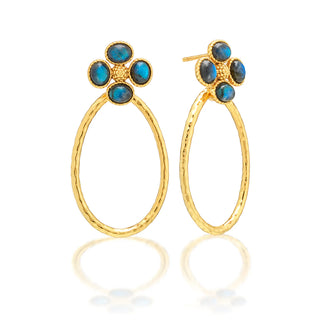 Berry Clover Teardrop Earrings Blue Labradorite