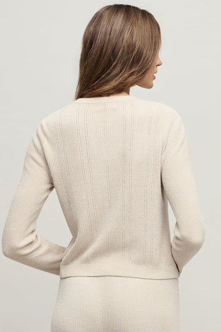 CozyChic Ultra Lite Pointelle Rib Ruffle Front Cardigan Stone