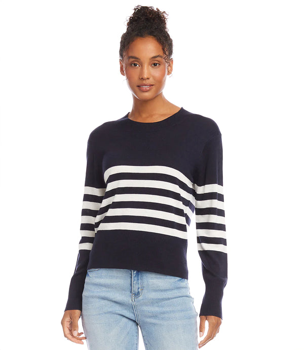 Stripe Sweater Navy & Off White