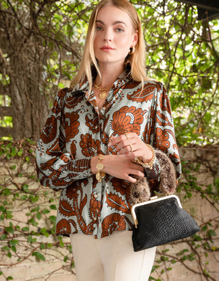 Aliya Silk Blouse Tabby Vine Sea Foam