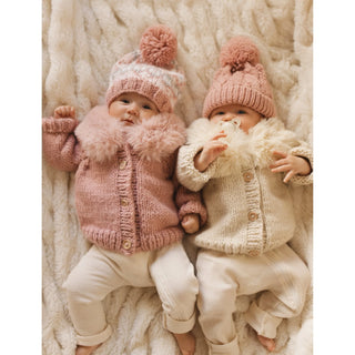 Fur Collar Rosy Cardigan Sweater for Baby and Toddlers