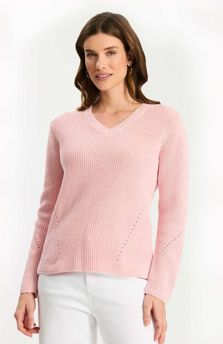 Mineral Wash V-Neck Sweater Pale Rosette