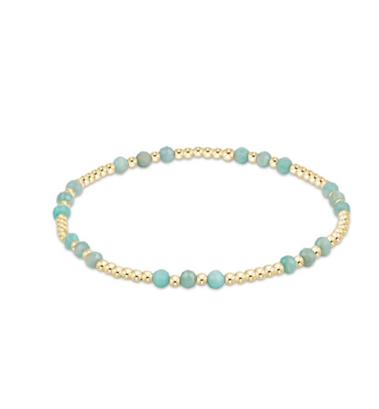 Gemstone Gold Joy Pattern 3mm Bead Bracelet- Amazonite