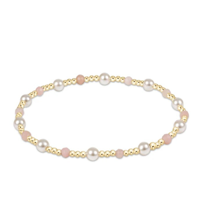 Pearl Sincerity Pattern 4mm Bead Bracelet- Pink Opal