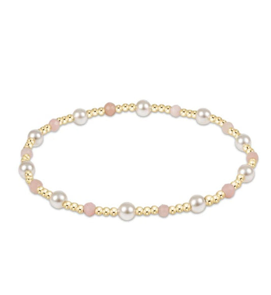 Pearl Sincerity Pattern 4mm Bead Bracelet- Pink Opal