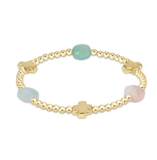 Signature Cross Admire Gold Pattern 3mm Bead Bracelet- Hot Mess
