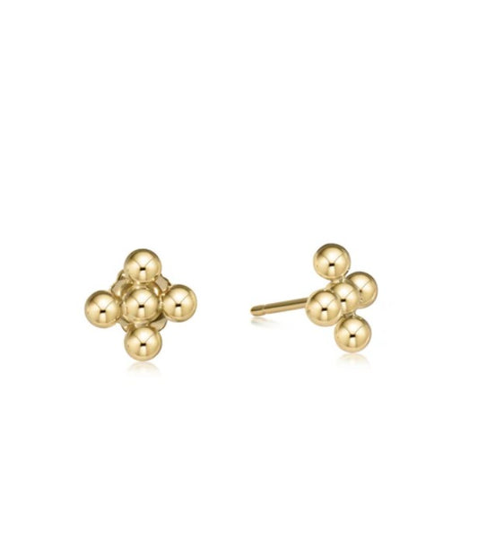 Classic Beaded Signature Cross Stud- 3mm Bead Gold
