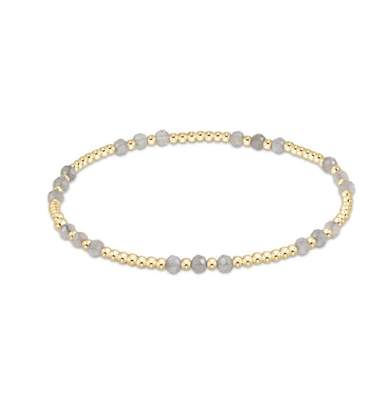 Gemstone Gold Joy Pattern 3mm Bead Bracelet- Labradorite
