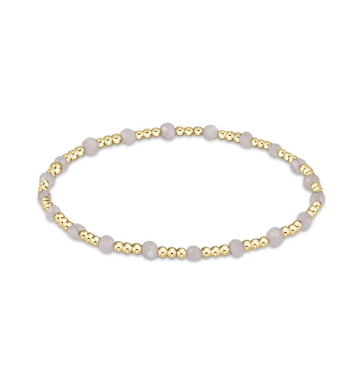 Gemstone Gold Sincerity Pattern 3mm Bead Bracelet- Moonstone