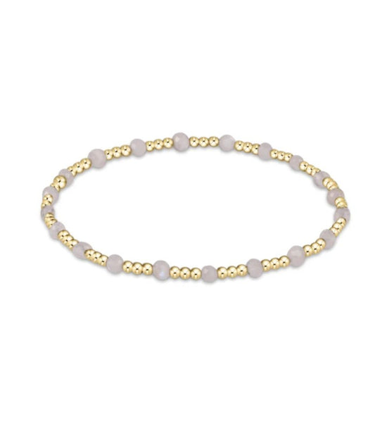 Gemstone Gold Sincerity Pattern 3mm Bead Bracelet- Moonstone