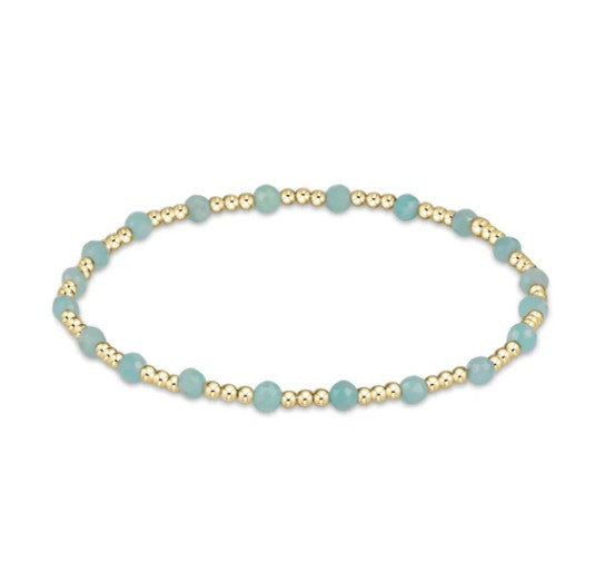 Gemstone Gold Sincerity Pattern 3mm Bead Bracelet- Amazonite