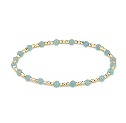 Gemstone Gold Sincerity Pattern 3mm Bead Bracelet- Amazonite