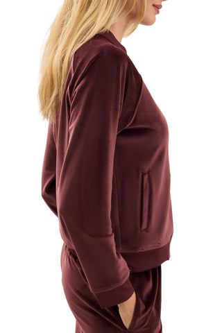Velvet Bomber Jacket Deep Garnet