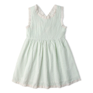 Organic Cross Back Dress Basil Stripes ￼
