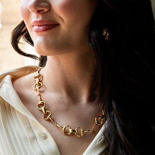 Equestrian Snaffle Bit Chain Necklace 20” Gold
