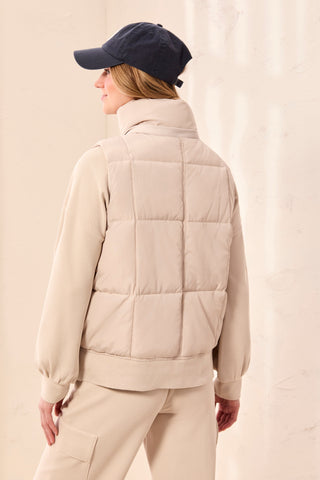 Quilted Puffer Vest With Removable Hood Sand Dune