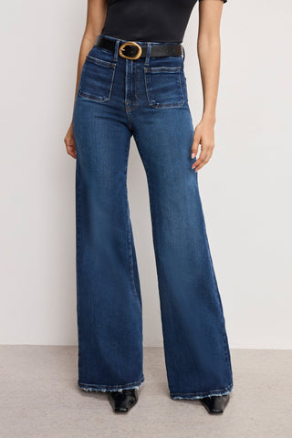 Soft Tech Good Waist Palazzo Jean Indigo