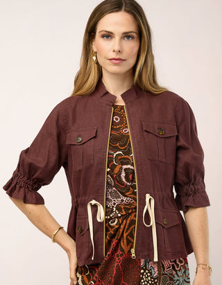 Margot Linen Jacket Deep Mahogany