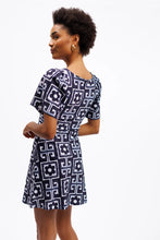 Load image into Gallery viewer, The Pearl Dress Flower Maze Navy