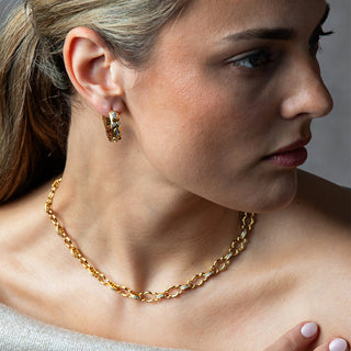 Maharani Huggie Hoop Earrings Clear Cubic Zirconia