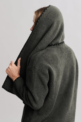CozyChic Blanket Stitch Cardigan With Detachable Scarf