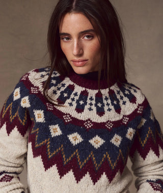Donegal Fair Isle Sweater Oatmeal and Cabarnet