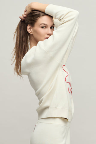 CozyChic Ultra Lite Cotton Smiley Sun Pullover Cream & Light Poppy
