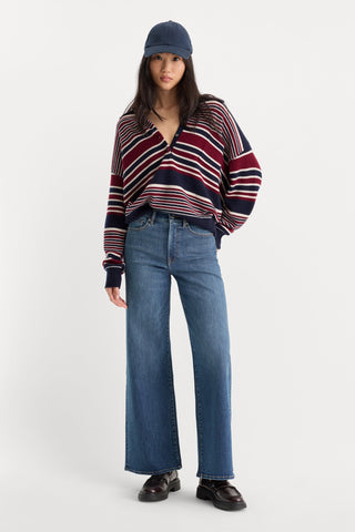 Oversized Rugby Sweater Multi Stripe