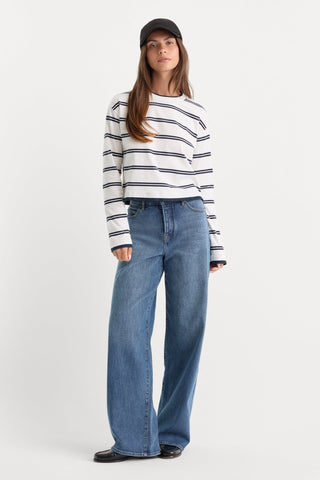Long Sleeve Layered Tee Navy Double Stripe