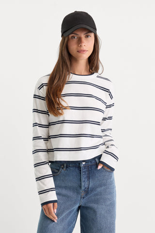 Long Sleeve Layered Tee Navy Double Stripe