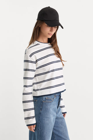 Long Sleeve Layered Tee Navy Double Stripe