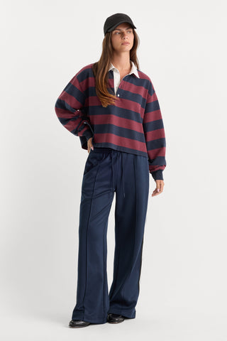 Cropped Rugby Polo Navy Berry Noir Block Stripe
