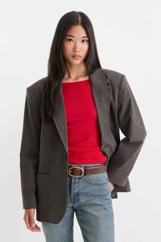 Oversized Blazer Charcoal Mini Houndstooth