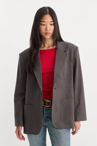 Oversized Blazer Charcoal Mini Houndstooth