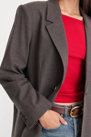 Oversized Blazer Charcoal Mini Houndstooth