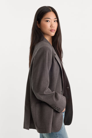 Oversized Blazer Charcoal Mini Houndstooth