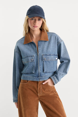 Denim Swing Cropped Jacket Amber