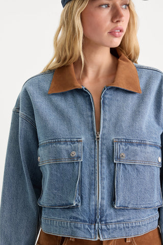 Denim Swing Cropped Jacket Amber